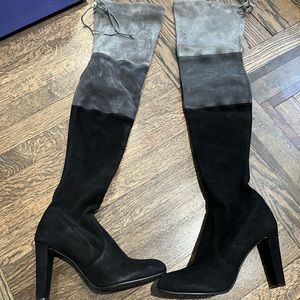 Stuart Weitzman Troika Black Suede over the Knee Boots